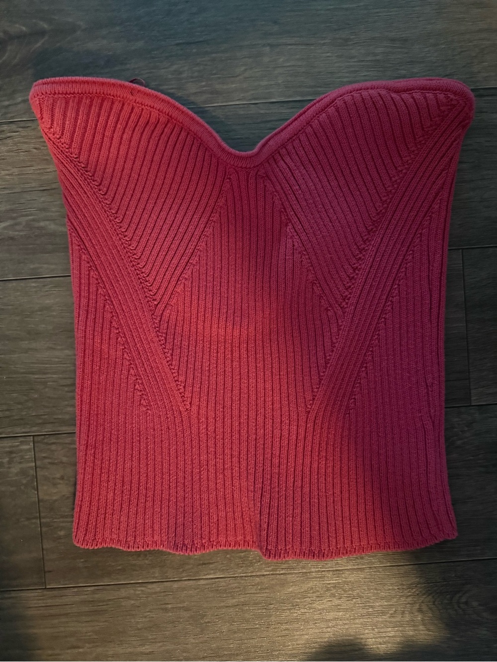 Strapless Ribbed Knit Corset Top - Raspberry Pink